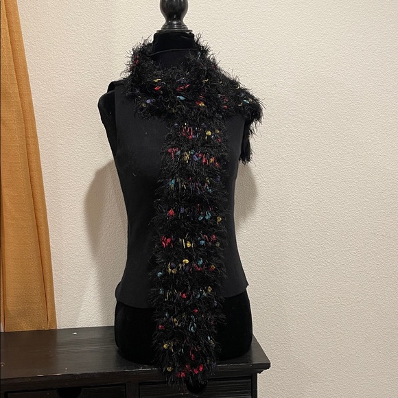 Colorful Textured Black Scarf - Picture 3 of 5